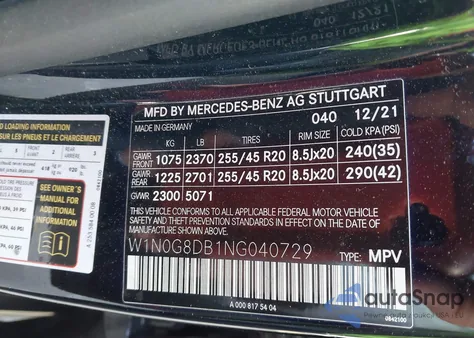 2022 Mercedes-Benz Glc 300 Suv from USA, damaged, VIN W1N0G8DB1NG040729